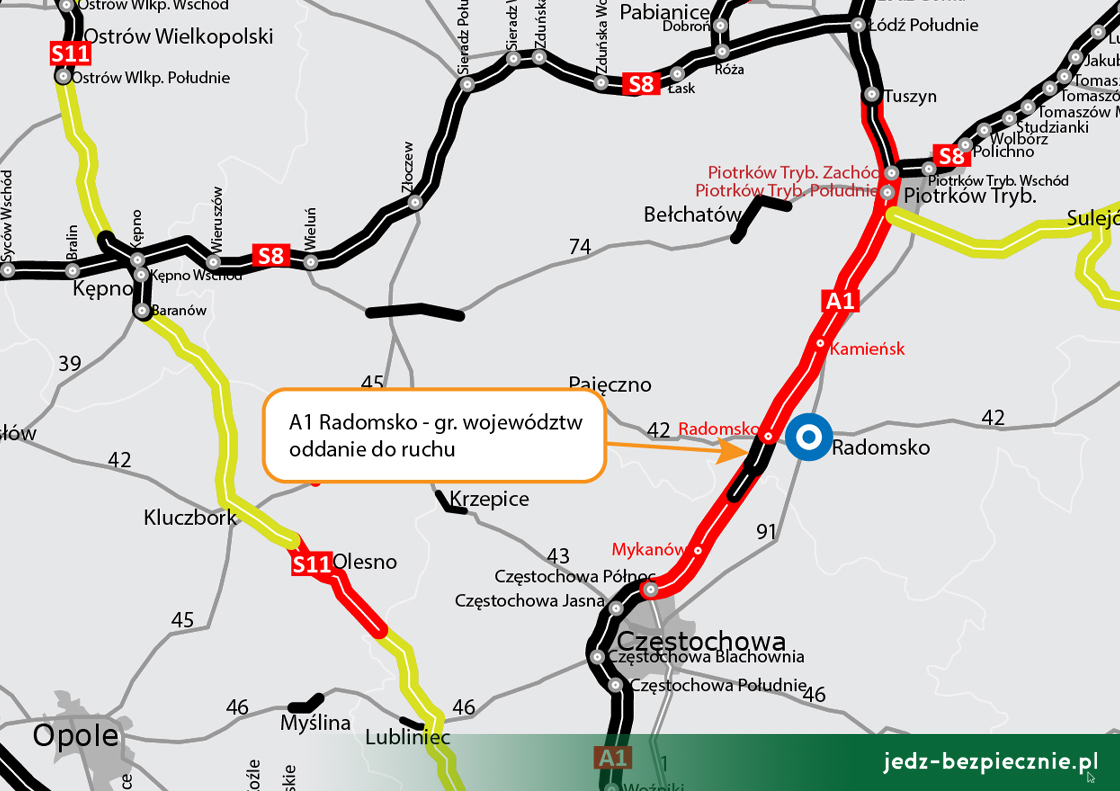 Polskie drogi - koniec budowy A1 granica województw łódzkiego i śląskiego - Radomsko
